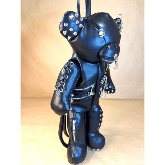 Dolls Kill Tormented Teddy Backpack - Vegan Leather Bag, Spikes and Studs Black main image 4